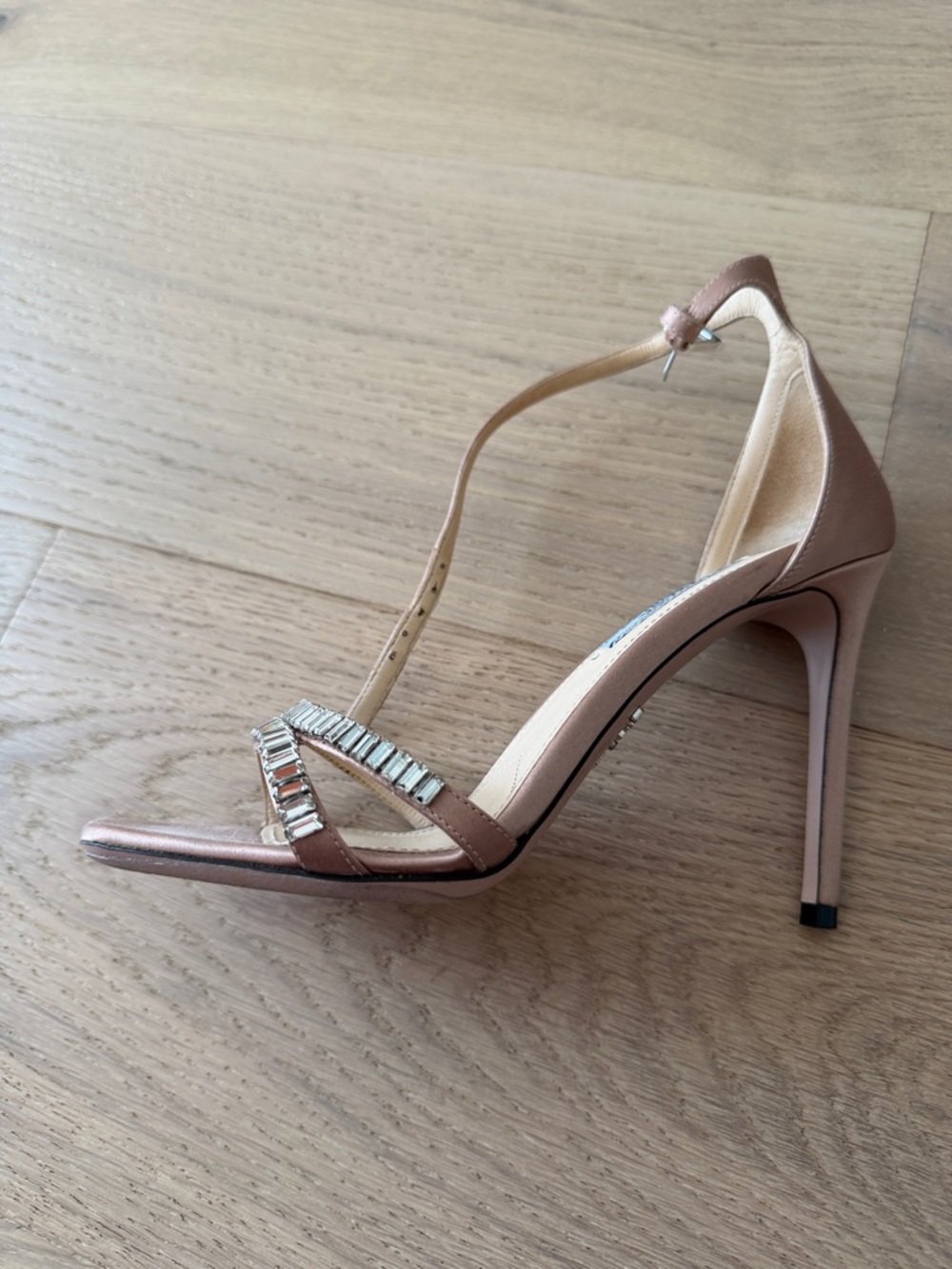 Prada Rose Gold Crystal-Strap Stiletto Sandals - Picture 5 of 10